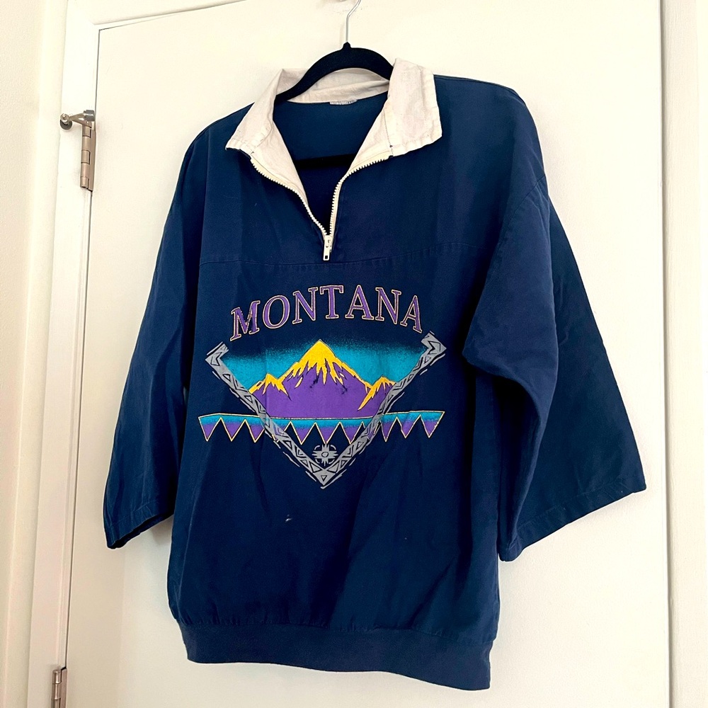 🌄 Vintage 80s Montana Sweater Vintage 90s Montana Top Half Zip Athletic Ware 🌄